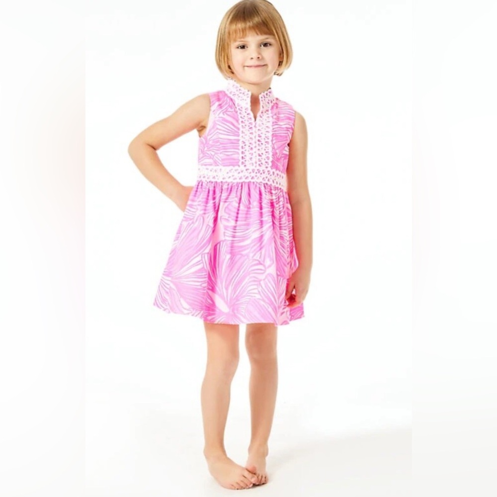 Lilly Pulitzer GIRLS MINI FRANCI DRESS Proseco Pink Fronds Place size 8